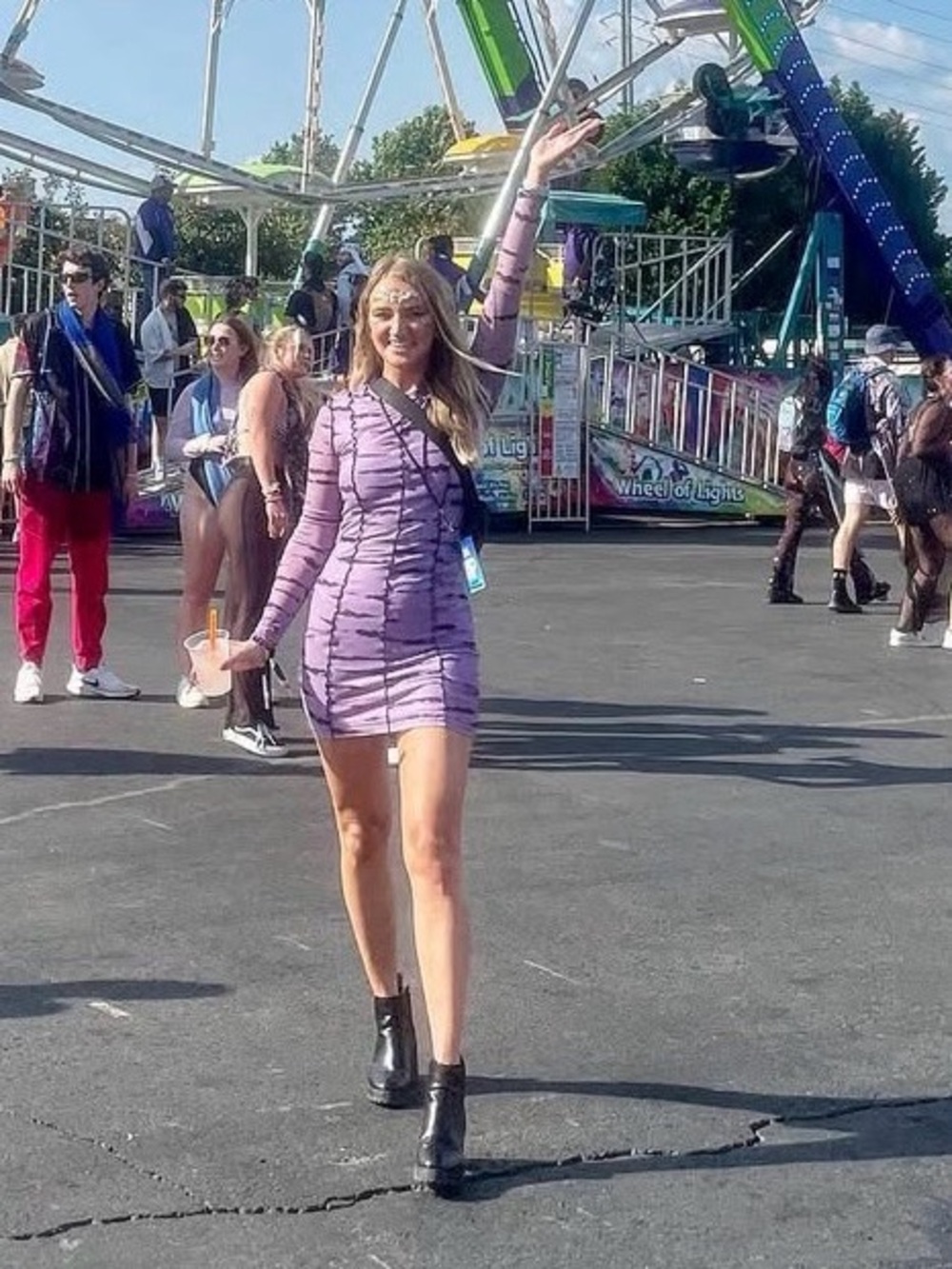 H&M Lilac Ruched Long-Sleeve Mini Dress